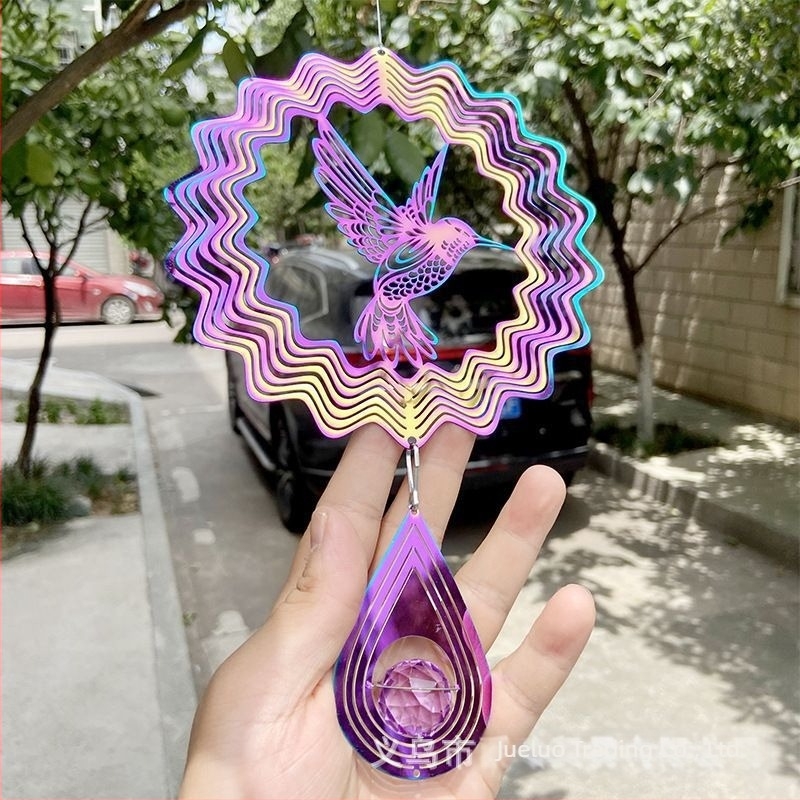 Mandala szélharang, 3D, háromirányú forgó függő dísz rozsdamentes acélból