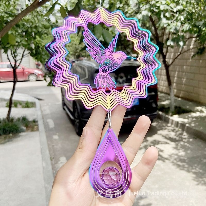 Mandala szélharang, 3D, háromirányú forgó függő dísz rozsdamentes acélból