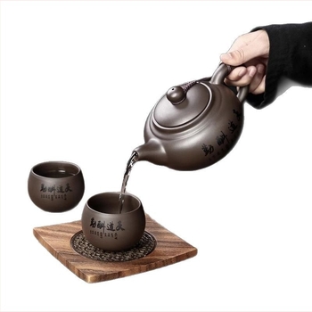 Lila agyag teáskanna, 480 ml, nagy kapacitású, kínai stílusú
