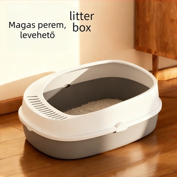 Extránagy macskaalomtál antisplash funkcióval, fél‑zárt macska toalett
