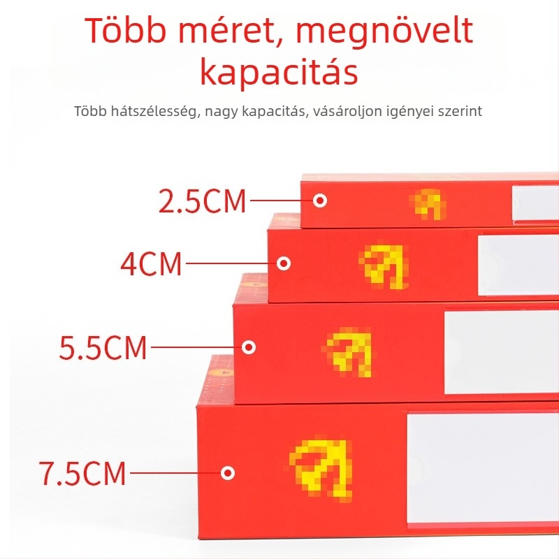 Vörös, vastagított pártépítési információs doboz, tartós műanyag és karton alap, aranyfóliás dombornyomással
