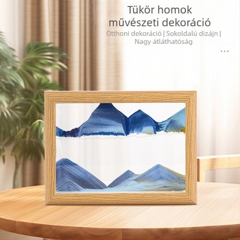 Kreatív tömörfa fotókeret homokfestéssel, 3D-reliefes homokóra, prémium üzleti és otthoni dekor.
