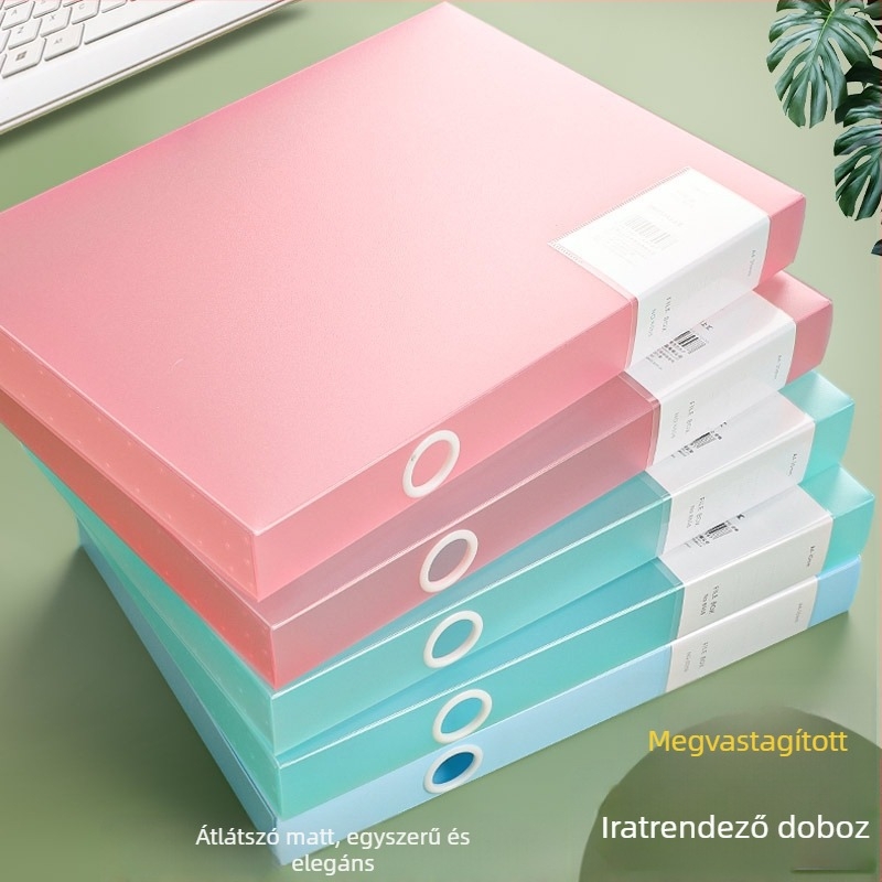 Átlátszó A4-es irattartó doboz, vastag műanyagból, merev tok