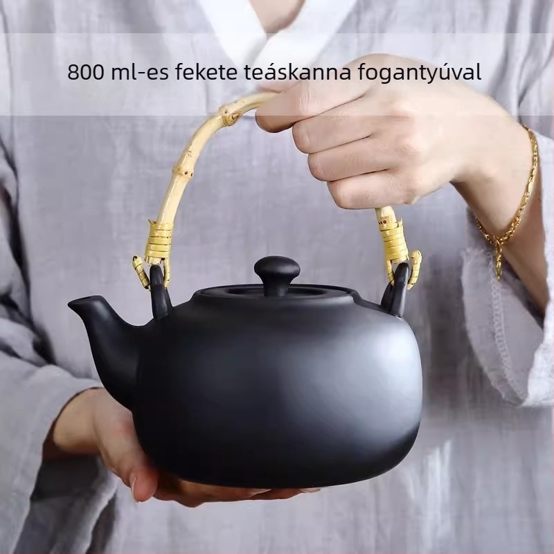 Yixing lila agyag teáskanna bambusz fogantyúval Gongfu tea készítéséhez