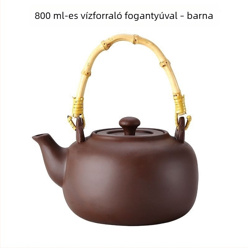 Yixing lila agyag teáskanna bambusz fogantyúval Gongfu tea készítéséhez