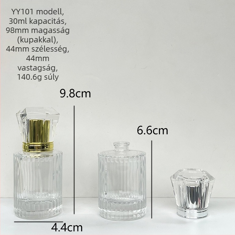 30 ml-es üveg parfümös flakon szórófejjel – üres kozmetikai csomagolás, bayonet sapka, több stílus (6-10 variánsok)
