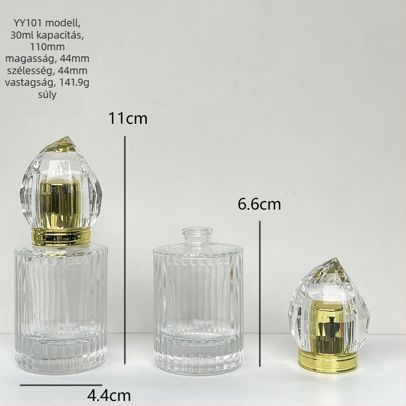 30 ml-es üveg parfümös flakon szórófejjel – üres kozmetikai csomagolás, bayonet sapka, több stílus (6-10 variánsok)