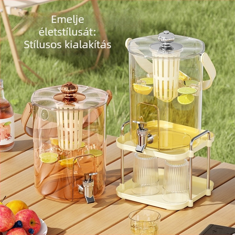 Nagy kapacitású hideg italok tartálya csappal — citromos gyümölcs tea infúzor, otthoni használatra