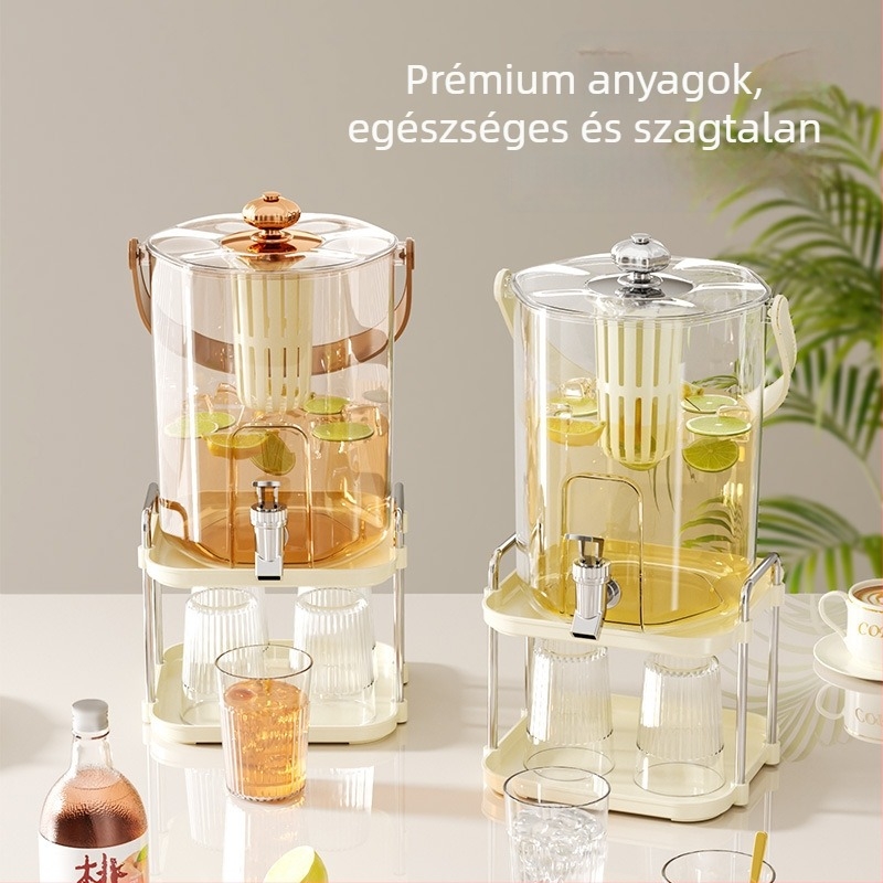 Nagy kapacitású hideg italok tartálya csappal — citromos gyümölcs tea infúzor, otthoni használatra