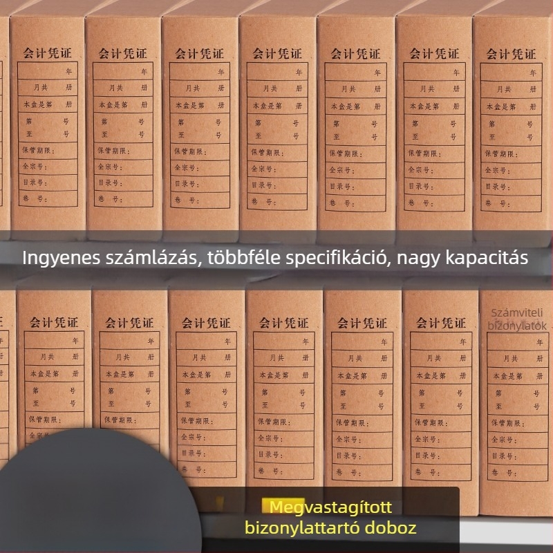 Könyvelési bizonylatok tároló doboza, dupla zárás, Kraft papírból, kartondoboz
