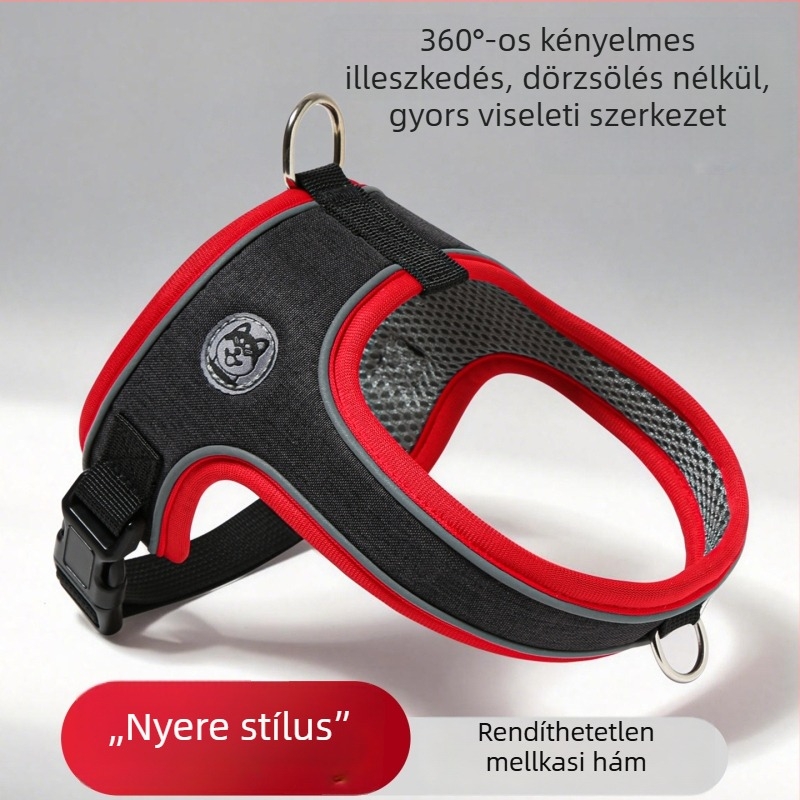 Nyereg-stílusú kutyapóráz és mellény-stílusú hám kis- és közepes méretű kutyáknak
