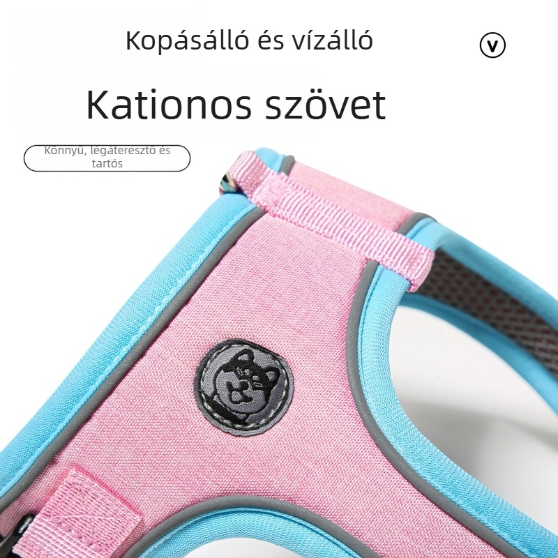 Nyereg-stílusú kutyapóráz és mellény-stílusú hám kis- és közepes méretű kutyáknak