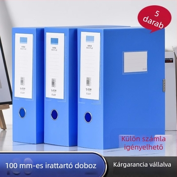 Égkék A4 irattartó doboz Velcro-szal, nagy vastag PP műanyag tároló