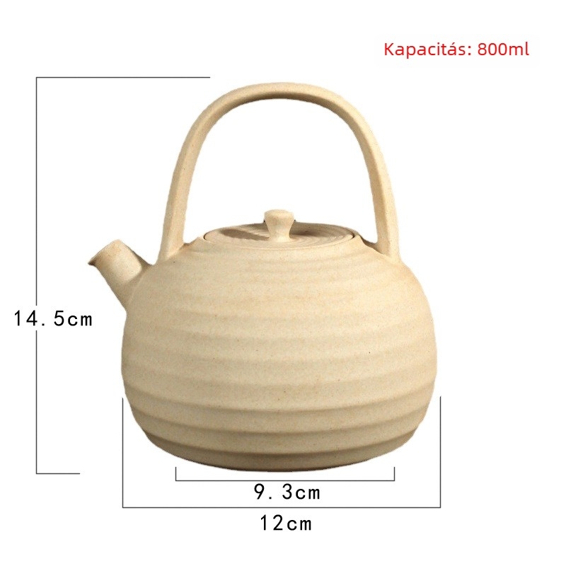 Fehér agyag kerámia teáskészlet szénkazánhoz, hőálló, japán stílusú oldalsó fogantyúval, kiégetett mázzal