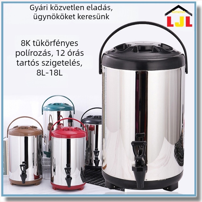 Rozsdamentes acél 304 tej-tea vödör, nagy kapacitású szigetelt tartály kereskedelmi használatra, teaházhoz