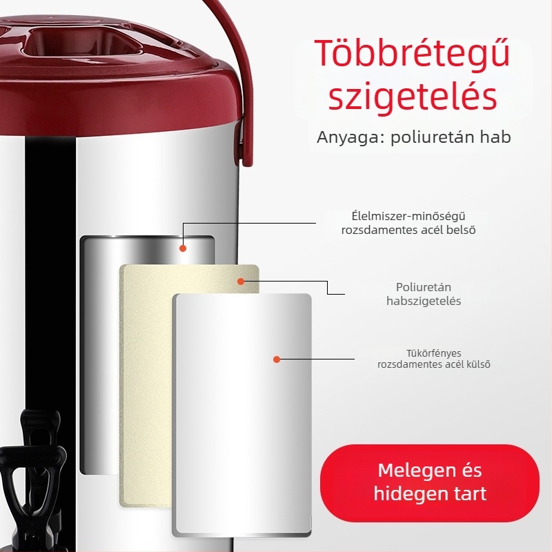 Rozsdamentes acél 304 tej-tea vödör, nagy kapacitású szigetelt tartály kereskedelmi használatra, teaházhoz