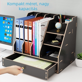 Nagy fa asztali tároló doboz iroda számára, fiókos kialakítású DIY kreatív fájl szervező