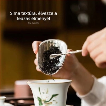 Ötvözetből készült teáskanál bambusz fonatos mintázattal, kézzel készített tea ceremónia kiegészítők – Hat úriember