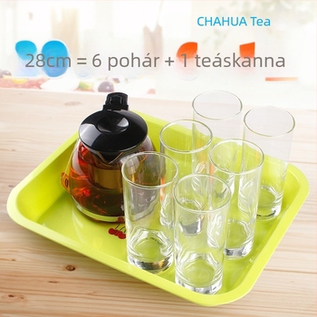 CHAHUA Műanyag négyzetes teás tálca a konyhához, szárító- és csepegtető tálca teához, fejjel lefelé tárolható poharakkal, gyümölcstea