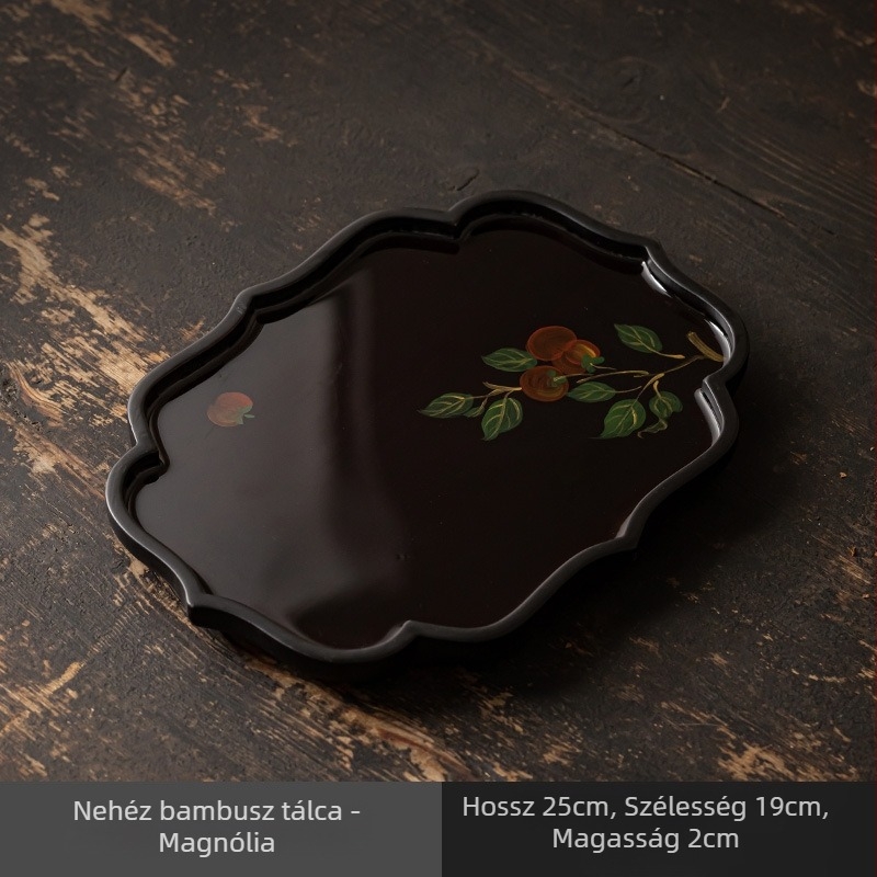 Retro kínai bambusz teás tálca teáskanna tartóval – Kung Fu teakeverék kiegészítői, snack- és gyümölcstál