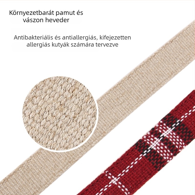 Pamut- és lenanyagú kutyahám, állítható mellkasöv, mellény-stílusú kivitel, kis- és nagytestű kutyáknak