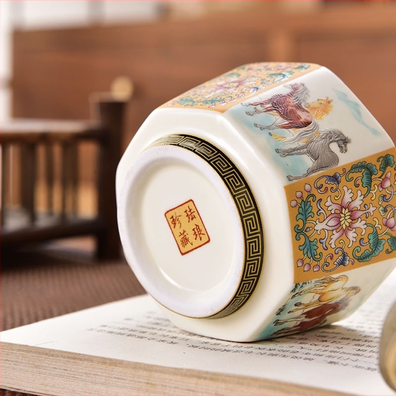 Emalizált teáscsésze személyes használatra, porcelán, kínai stílusú teáskészlet – ajándék
