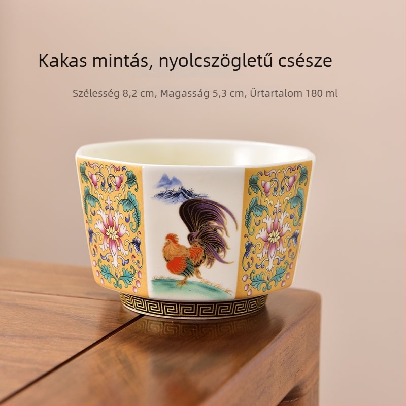 Emalizált teáscsésze személyes használatra, porcelán, kínai stílusú teáskészlet – ajándék