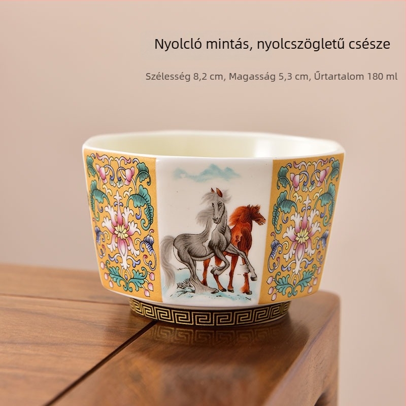 Emalizált teáscsésze személyes használatra, porcelán, kínai stílusú teáskészlet – ajándék