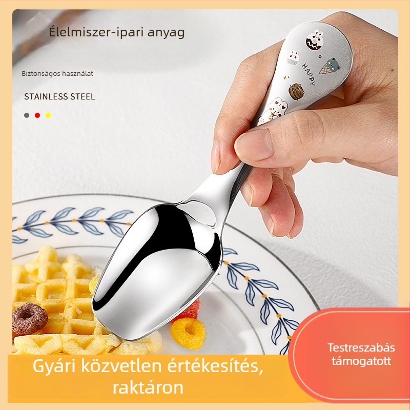 304 rozsdamentes acél desszertkanál, kreatív kialítás, joghurt- és pudingkanál, fagylaltkanál, mini kanál tortához, kávé- és teakanál