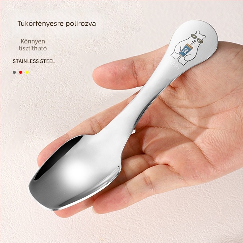 304 rozsdamentes acél desszertkanál, kreatív kialítás, joghurt- és pudingkanál, fagylaltkanál, mini kanál tortához, kávé- és teakanál