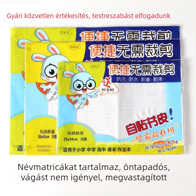 Átlátszó, matt felületű 32K öntapadós könyvborító, vízálló és csúszásmentes, általános és középiskolások számára