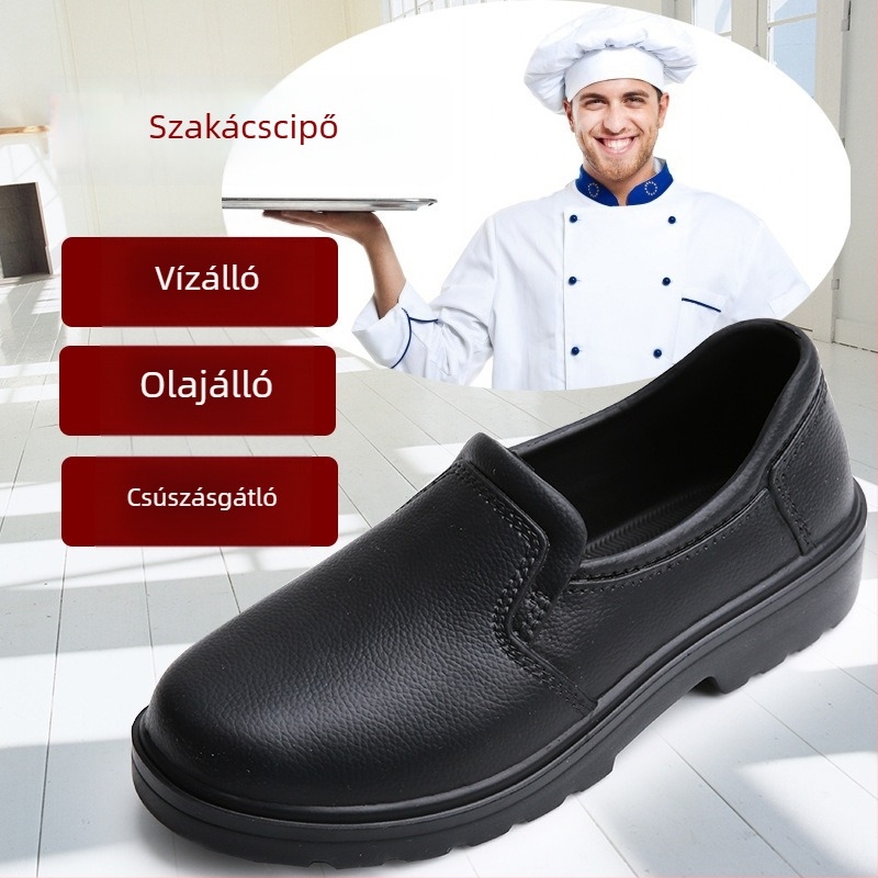 Szakács cipő EVA gumi, fekete, csúszásmentes, vízálló és olajálló konyhai munkacipő