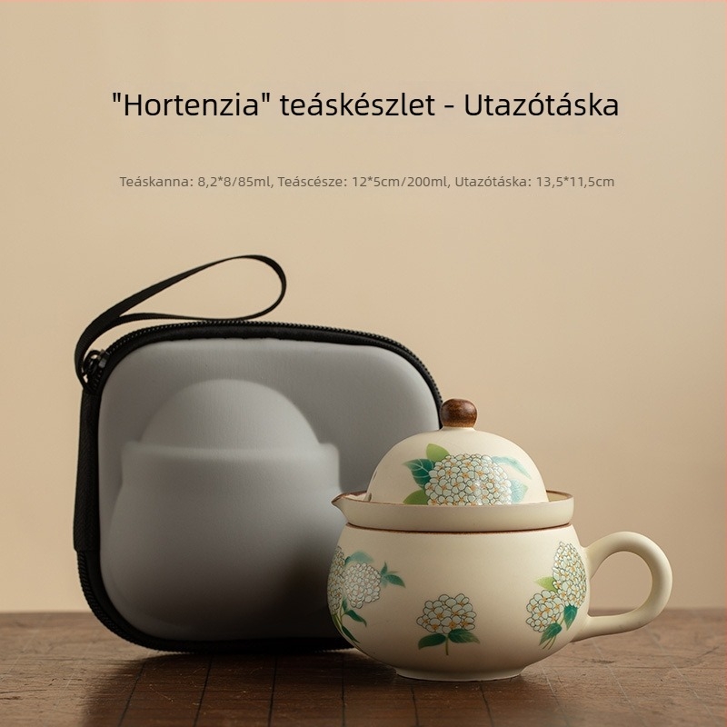 Egyszemélyes utazó teáskészlet teavíz elválasztóval, irodai pohárral, teafőző edénnyel és kávés pohárral, testreszabható