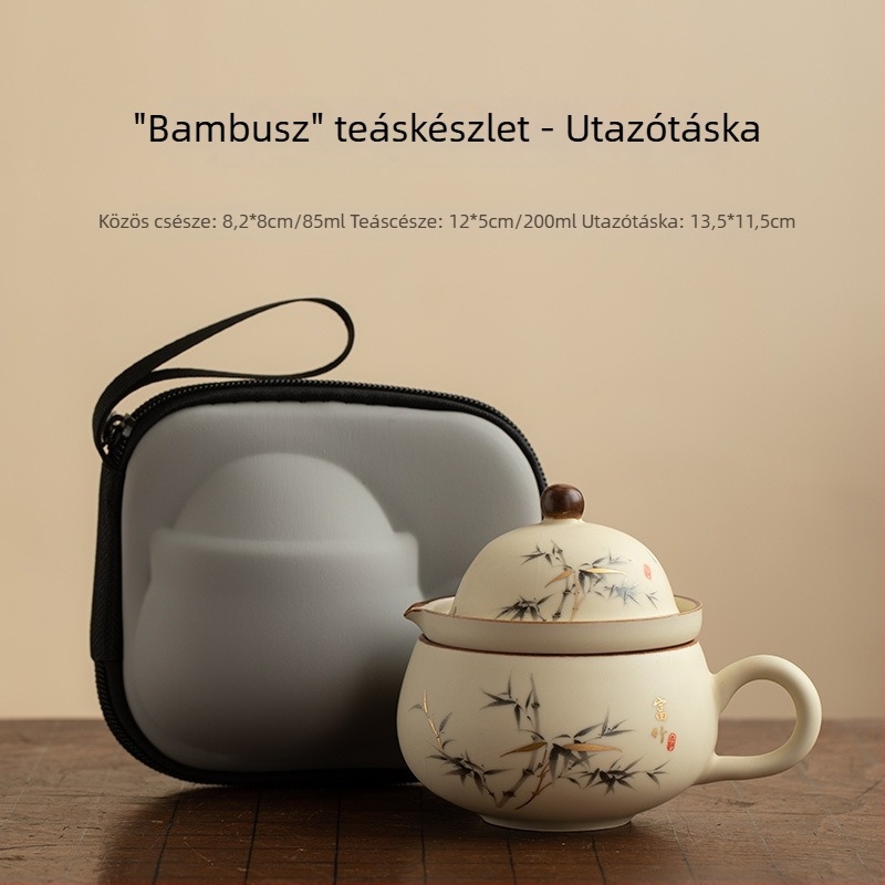 Egyszemélyes utazó teáskészlet teavíz elválasztóval, irodai pohárral, teafőző edénnyel és kávés pohárral, testreszabható