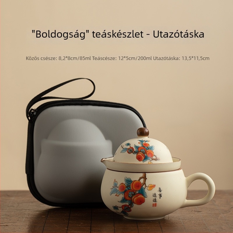 Egyszemélyes utazó teáskészlet teavíz elválasztóval, irodai pohárral, teafőző edénnyel és kávés pohárral, testreszabható