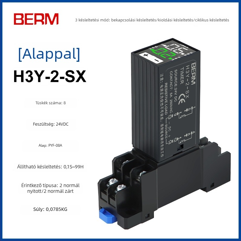 H3Y-2/H3Y-4 időzítő relé digitális kijelzővel, ciklikus időzítés, 24V/220V