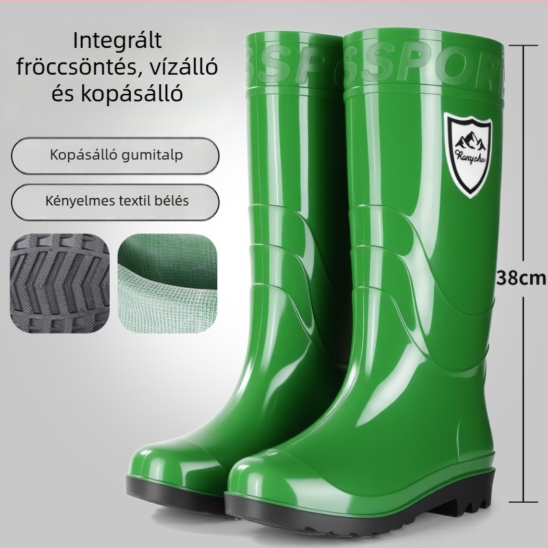 Férfiak és nők számára olaj- és sav-alkáli ellenálló esőcsizmák, vízálló, magasított PVC munkacipők