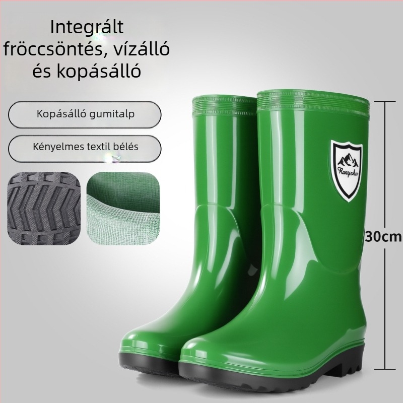 Férfiak és nők számára olaj- és sav-alkáli ellenálló esőcsizmák, vízálló, magasított PVC munkacipők