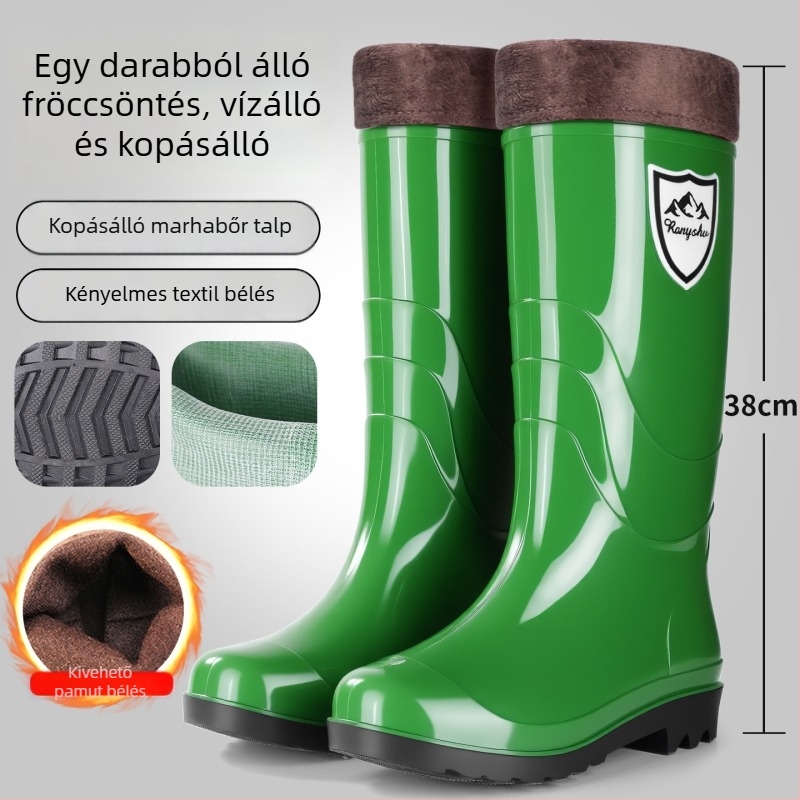 Férfiak és nők számára olaj- és sav-alkáli ellenálló esőcsizmák, vízálló, magasított PVC munkacipők