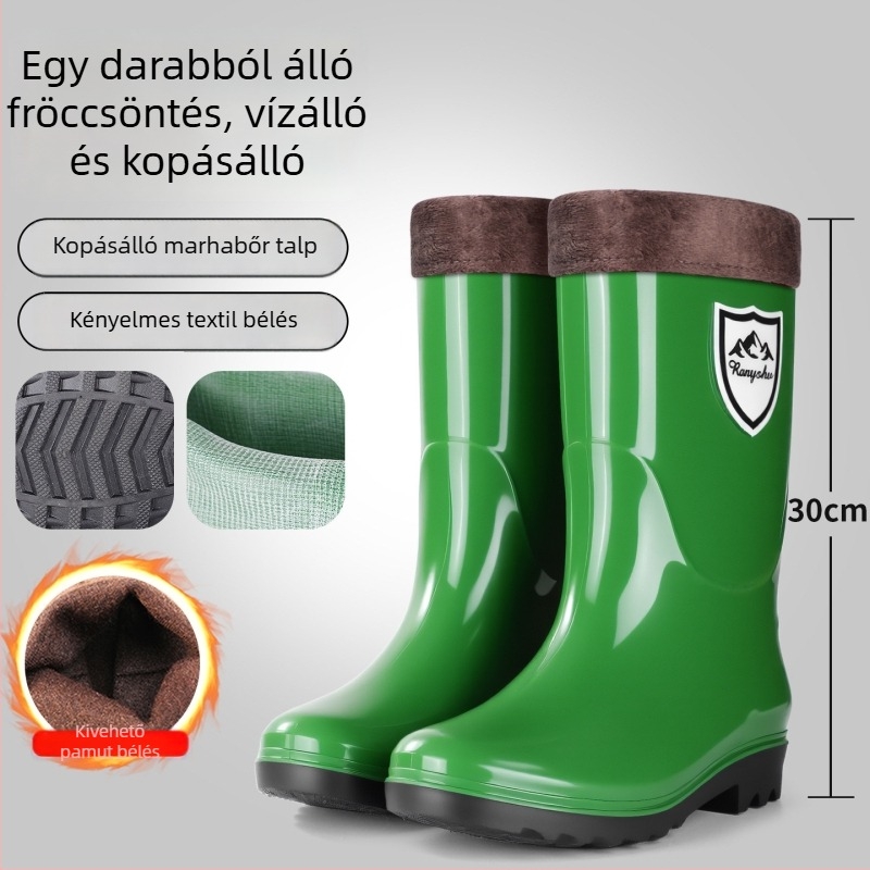 Férfiak és nők számára olaj- és sav-alkáli ellenálló esőcsizmák, vízálló, magasított PVC munkacipők