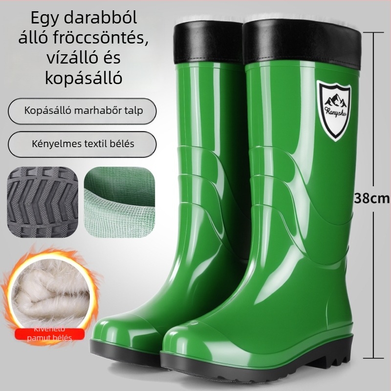 Férfiak és nők számára olaj- és sav-alkáli ellenálló esőcsizmák, vízálló, magasított PVC munkacipők