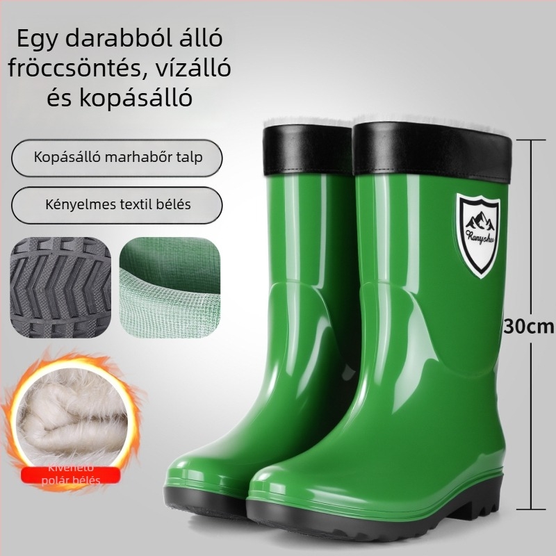 Férfiak és nők számára olaj- és sav-alkáli ellenálló esőcsizmák, vízálló, magasított PVC munkacipők
