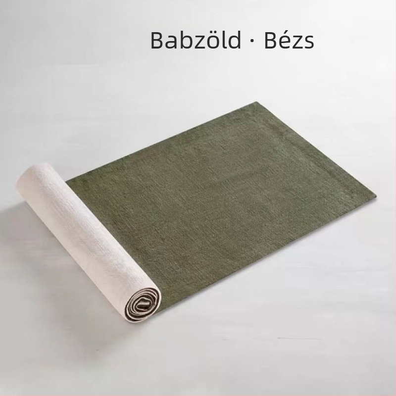 Zen inspirált kínai teaasztal futó, kétoldalas, két tónusú pamut-szövet, rusztikus, elegáns egyszínű dizájn