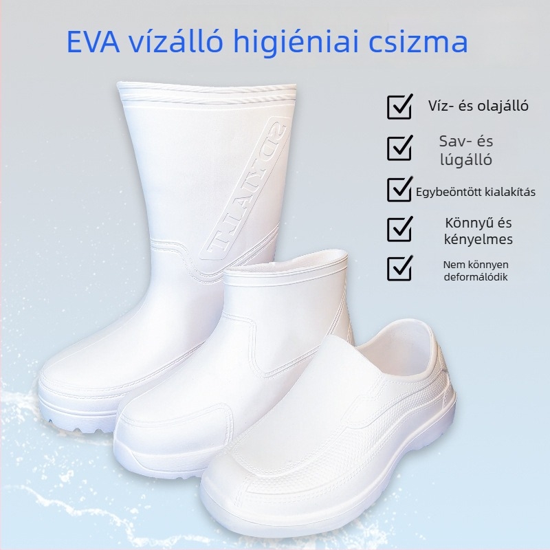 EVA csizma: könnyű, magas szárú esőcsizma, vízálló, munka- és vízvédelmi lábbeli, olaj- és sav-bázis ellenálló, uniszex
