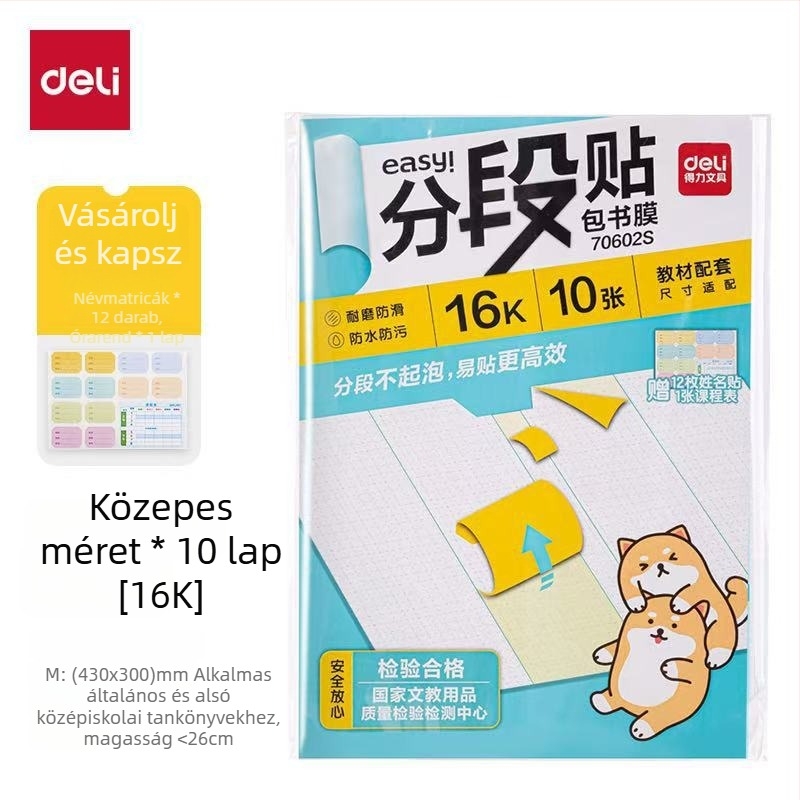 Deli Könyvborító VM102/VM103 70602S/70603S Vízálló Átlátszó Sablált PP Borító