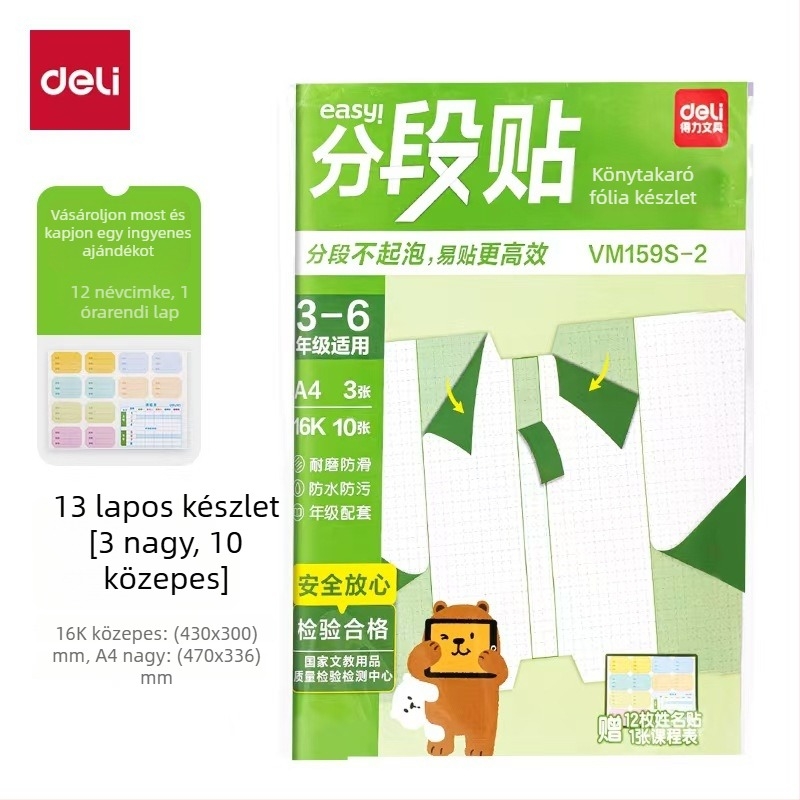 Deli Könyvborító VM102/VM103 70602S/70603S Vízálló Átlátszó Sablált PP Borító
