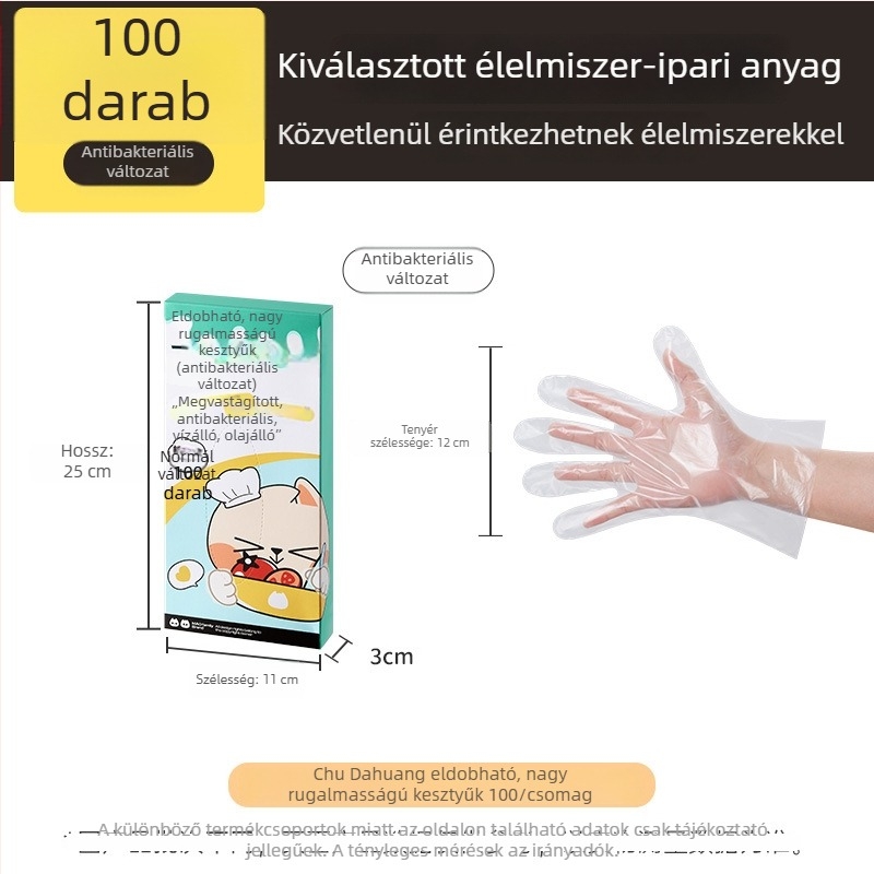 Cooker King egyszer használatos TPE kesztyűk, élelmiszer-minőségű, közvetlen ételérintésre, vastagított, tartós konyhai sütéshez és tisztításhoz