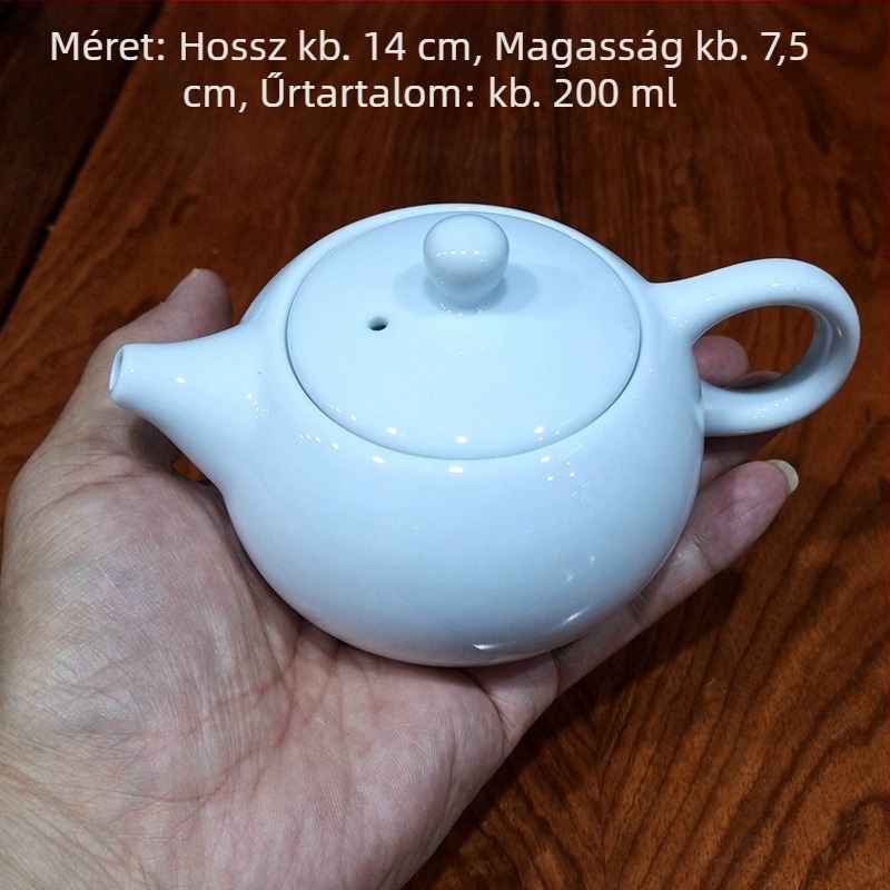 Kung Fu teáskanna kék-fehér porcelánból, 250 ml, kézzel festett, letisztult stílus