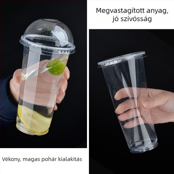 90 mm átmérőjű áttetsző PP egyszerhasználatos tej-tea pohár, megerősített műanyag pohár, 400-700 ml