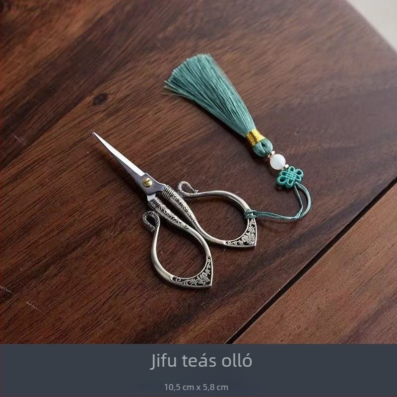 Kínai stílusú bojtos teás olló rozsdamentes acélból – teaceremónia kiegészítők